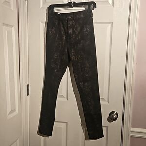 Express Small Black and Gold  High Rise Skinny Snakeskin Jeans